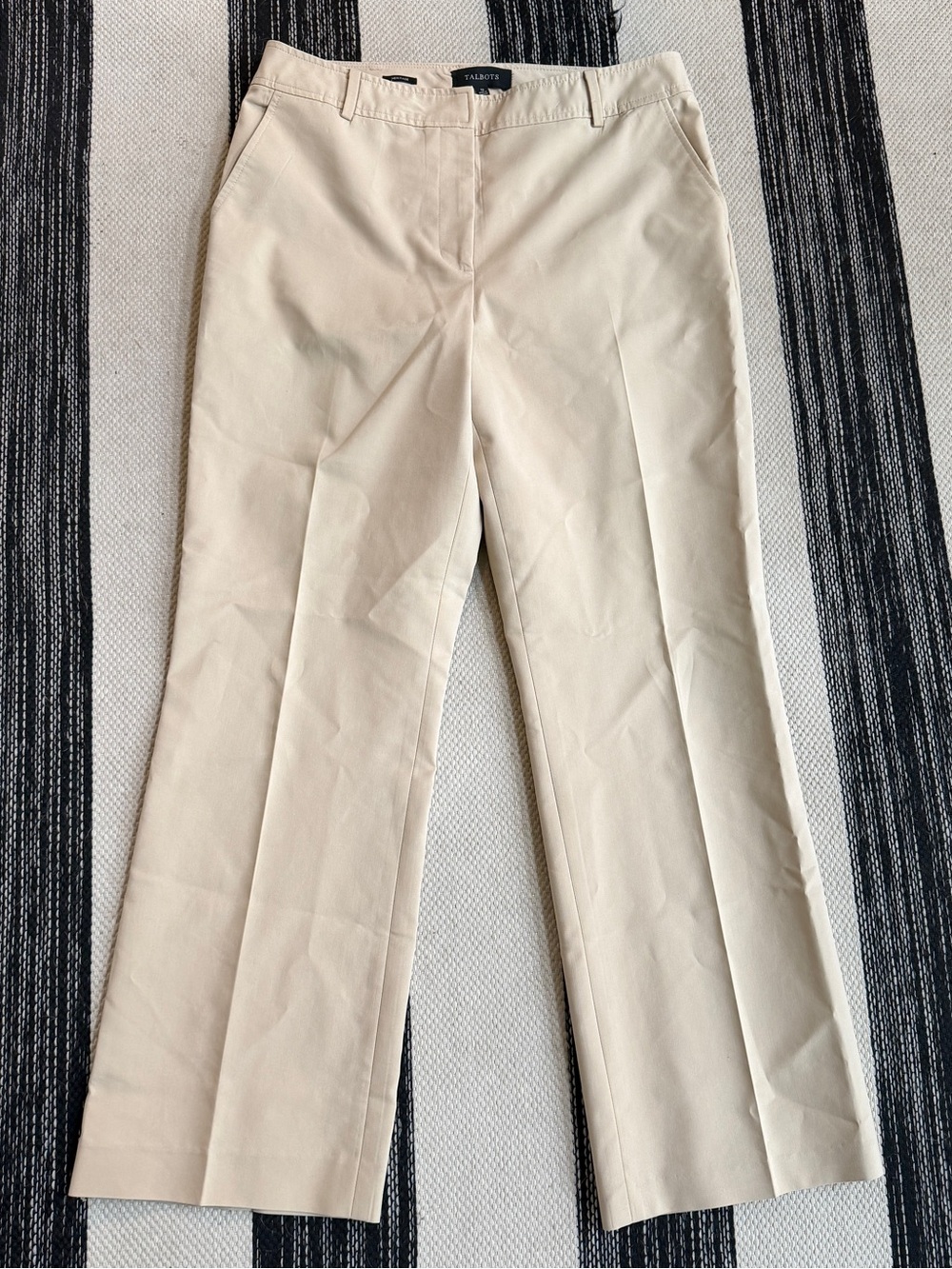 Talbots Women's Cream Straight-Leg Dress Pants Size 12